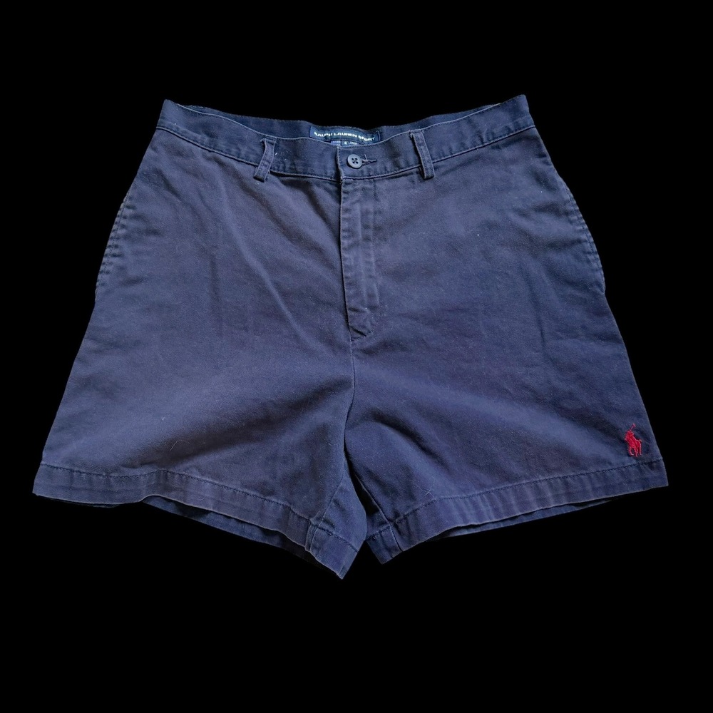 Ralph Lauren Sport Womens Navy Blue Chino Shorts Embroidered Red Pony Sz 8‎
